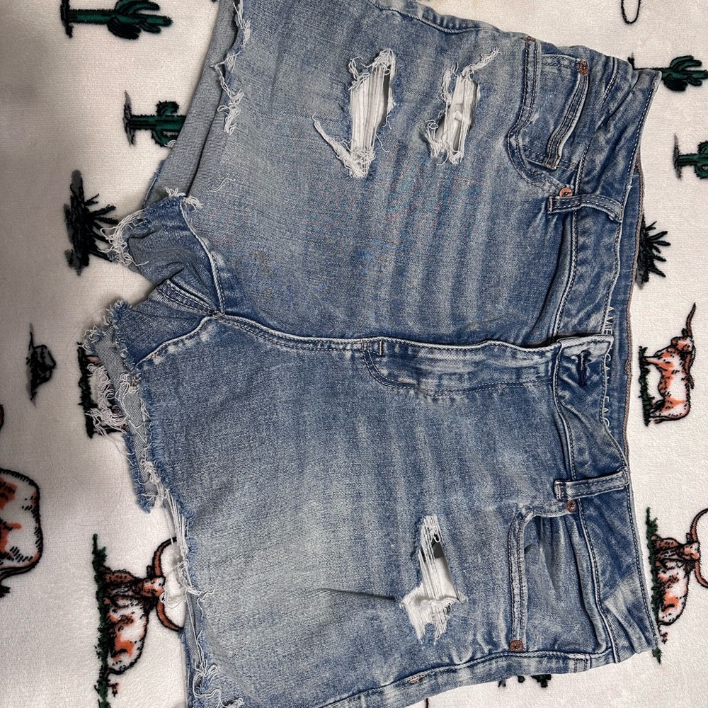 American Eagle Outfitters Blue Jean Shorts Distressed Cut-Off